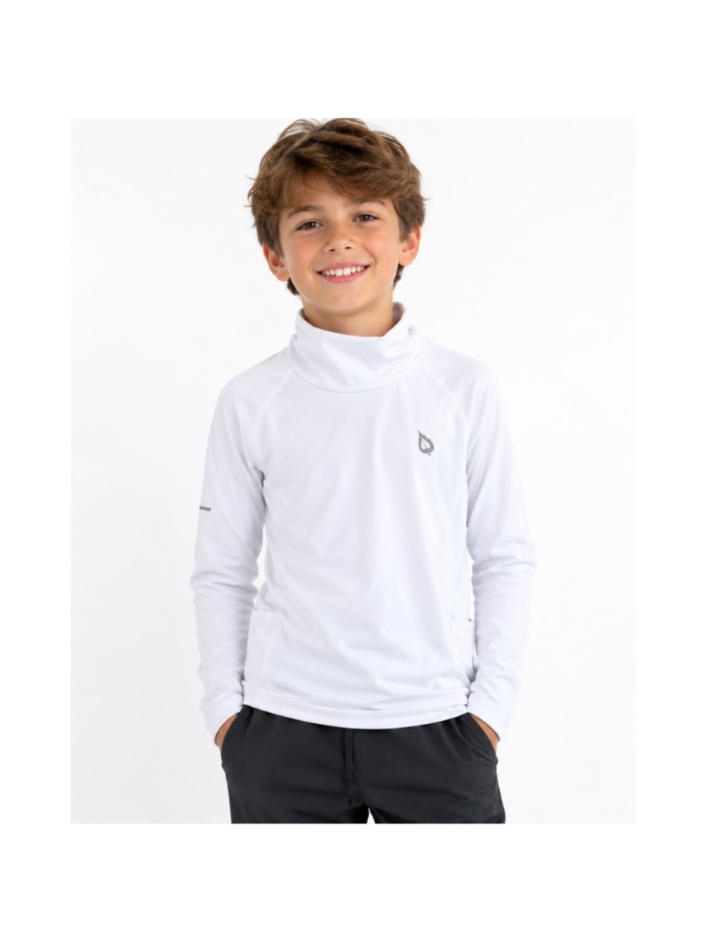 Boys' Baleaf Fleece Thermal Compression Shirt – White – Size M – NWT